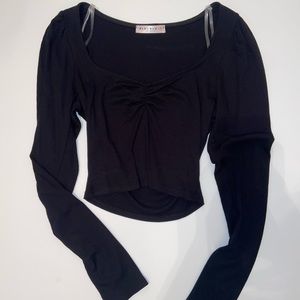 Cropped Black Long Sleeve with Sweetheart Neckline